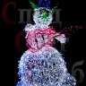 Световая фигура "Снеговик с красной гитарой". 1,6*0,9*0,85 м