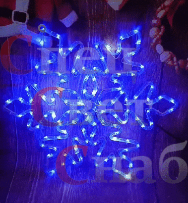 Световая фигура снежинка Синяя, белое мерцание 65 см