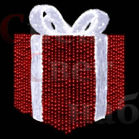 Световая фигура 3D "Красный подарок" 1.3х1х1м с белым бантом