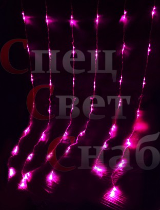 Световой занавес-дождь 2 м х 3 м Розовый